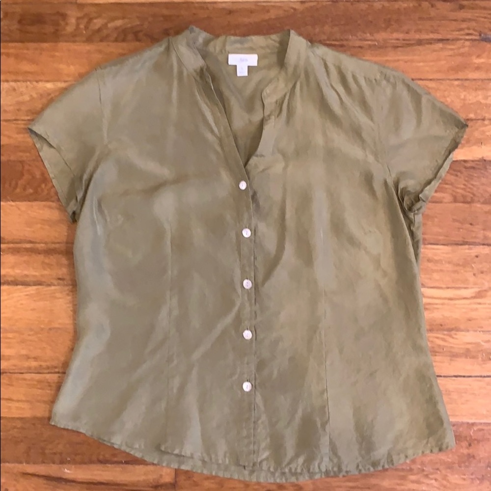 J.Jill button up short sleeve silk top